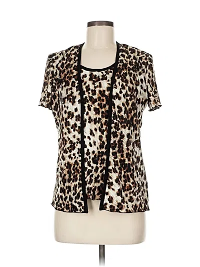 Pre-owned R & M Richards Short Sleeve Blouse In White