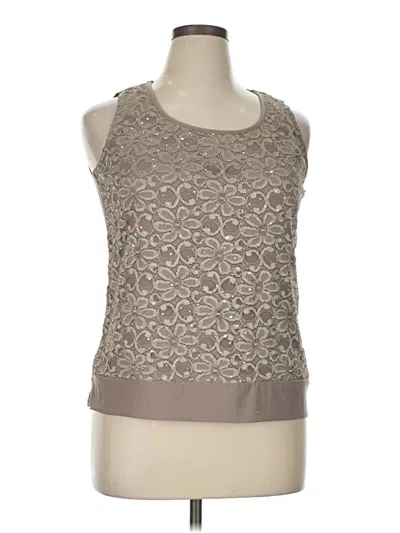 Pre-owned R & M Richards Sleeveless Top Tan Scoop Neck Tops In Brown