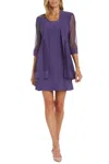R & M Richards Sparkle Mesh Knee-length Jacket & Dress Set In Lavender In Purple