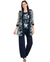 R & M Richards Women's 2-pc. Embroidered Jacket & Pants Set In Navy,sage