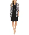 R & M Richards Petites Womens Printed Knee Cocktail And Party Dress In Black,grey