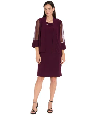 R & M Richards Women's 2-piece Rhinestone Trim Detail Jacket Dress In Black