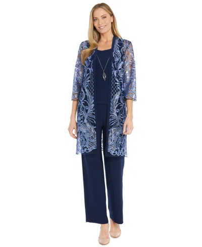 R & M Richards Women's 3-pc. Embellished Jacket, Top & Pants Set In Purple