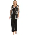 R & M Richards Women's 3-pc. Embellished Pant Set In Champagne,black