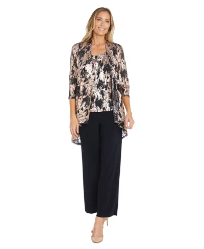 R & M Richards Women's 3-pc. Metallic Jacquard Jacket, Tank Top & Pant Set In Multi