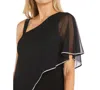 R & M Richards Women's Asymmetric Rhinestone-trim Draped Jumpsuit In Black