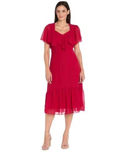 R & M Richards Women's Capelet Short-sleeve Dress In Multi