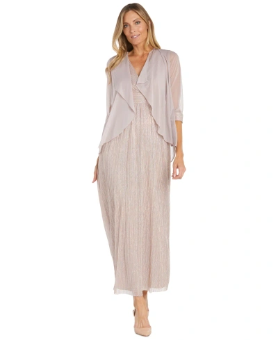 R & M Richards Women's Chiffon Jacket 2-pc. Maxi Dress In Blush