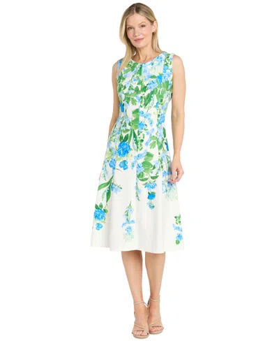 R & M Richards Women's Crewneck Midi Dress In Multi