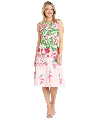 R & M Richards Women's Crewneck Midi Dress In Multi
