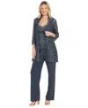 R & M Richards Plus Size Embellished Jacket, Sleeveless Top And Pants Set In Coal