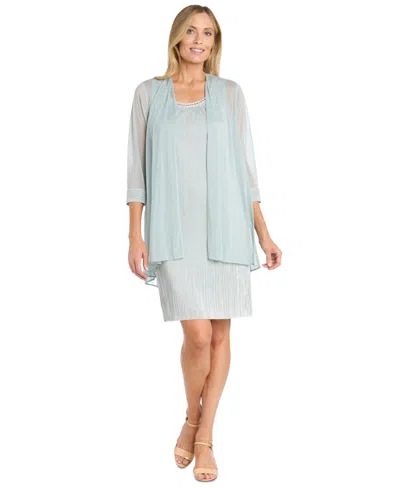 R & M Richards Women's Embellished-neck Jacket Dress In Sage