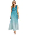 R & M RICHARDS WOMEN'S EMBELLISHED OMBRE METALLIC GOWN