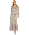 R & M Richards Plus Size Metallic Lace Jacket And Dress In Champagne