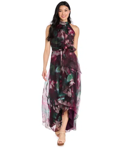 R & M Richards Women's Halter Neck Long Dress In Multi