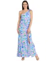 R & M Richards Women's Hardware-trim One-shoulder Maxi Dress In Multi