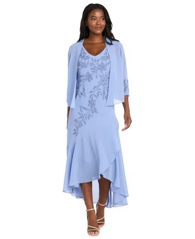 R & M Richards Women's Jacket And Double Tiered Dress In Blue