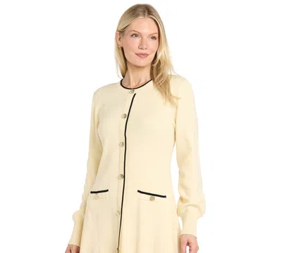 R & M Richards Women's Long-sleeve Scoop-neck Sweater Dress In Neutral