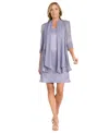 R & M Richards Women's Metallic Crinkle 2-pc. Dress In Blue