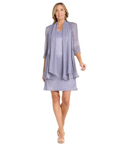 R & M Richards Women's Metallic Crinkle 2-pc. Dress