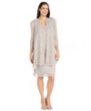 R & M Richards Women's Metallic Crinkle 2-pc. Dress In Gray