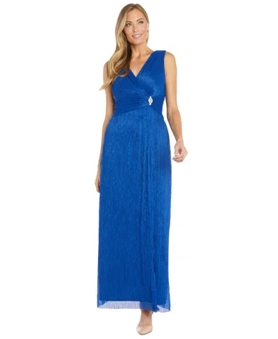 R & M Richards Women's Metallic Embellished Sleeveless Gown In Royal