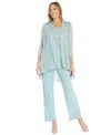 R & M Richards Women's Metallic Jacket, Necklace Top & Pants Set
