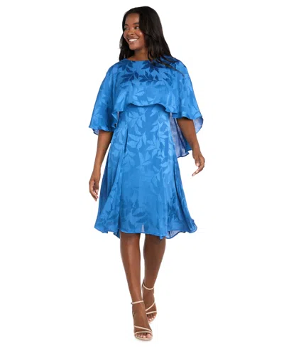 R & M Richards Plus Size Satin Burnout Overlay Dress In Blue