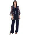 R & M Richards Women's Pantsuit, Shell & Necklace Set In Blue