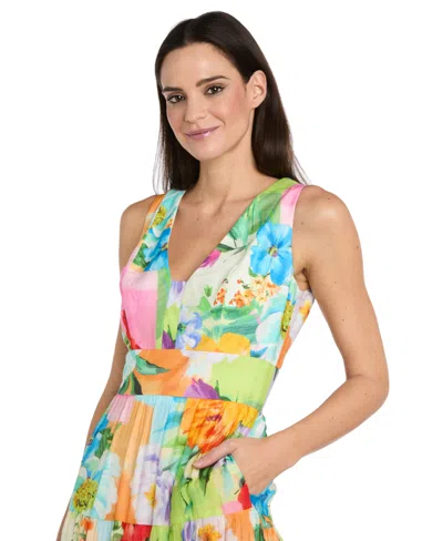 R & M Richards Women's Printed Fit-and-flare Gauze Midi Dress In Multi