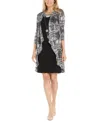 R & M Richards Women's Printed Jacket & Necklace Dress In Black,whit