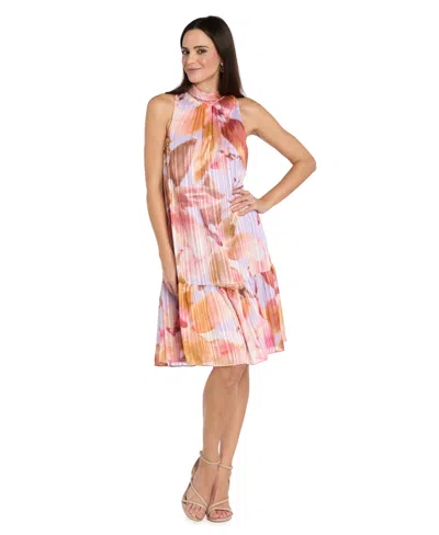 R & M Richards Women's Printed Mock Neck Dress In Multi