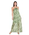 R & M Richards 4136 Long Maxi Formal Print Dress In Green