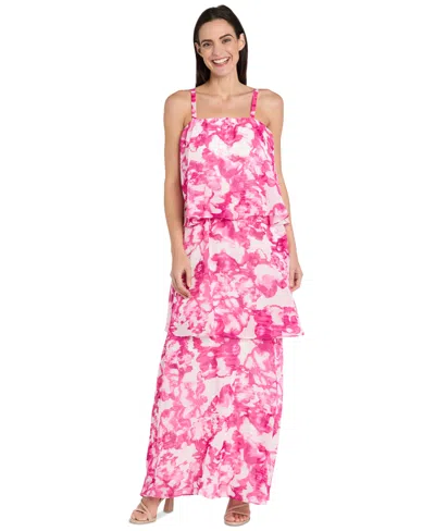 R & M Richards Women's Printed Tiered Chiffon Dress In Multi