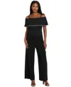 R & M Richards Women's Ruched Trim Detail Jumpsuit In Black