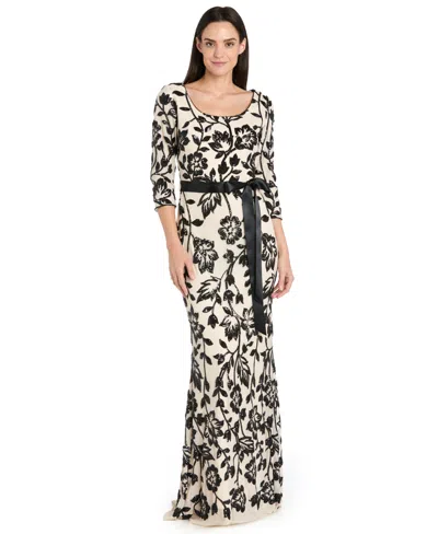 R & M Richards Women's Scoop Neck Long Dress In Neutral