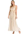 R & M Richards Women's Sequin Godet Gown In Ivory,gold