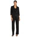 R & M Richards Women's Sequined Jacket, Sequined Top & Pants In Black