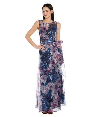 R & M Richards Women's Sequin-printed Organza Dress In Multi