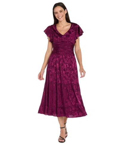 R & M Richards Women's Short Full Skirt Floral V-neck Dress In Multi