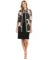 R & M Richards Women's Soutache Jacket, Sheath Dress & Necklace Set In Champagne,black