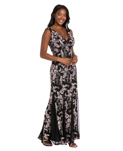 R & M Richards Women's Two-tone Lace And Sequin V-neck Gown In Multi