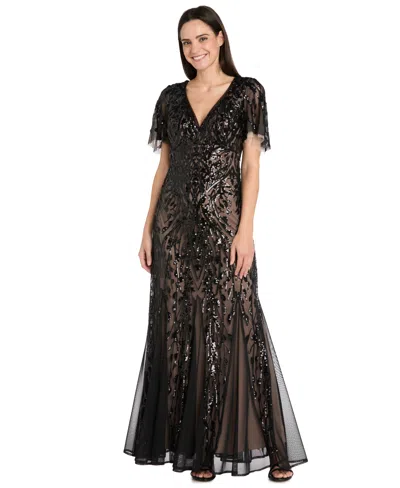 R & M Richards Women's V-neck Short-sleeve Dress In Transparent