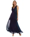 R & M Richards Women's V-neck Sleeveless Fit & Flare Gown In Peacock