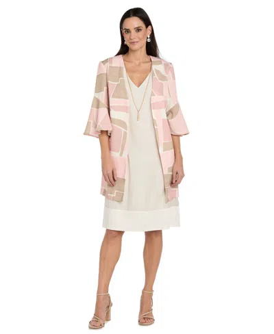 R & M Richards Women's V-neck Dress & Printed Jacket In Multi