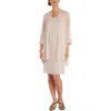 R & M Richards Womens Embellished Jacket Two Piece Dress In White