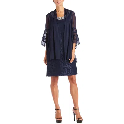 R & M Richards Womens 2pc Lace Sheath Dress In Blue