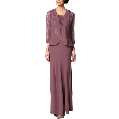 R & M Richards Womens 2pc Sequined Dress With Jacket In Purple
