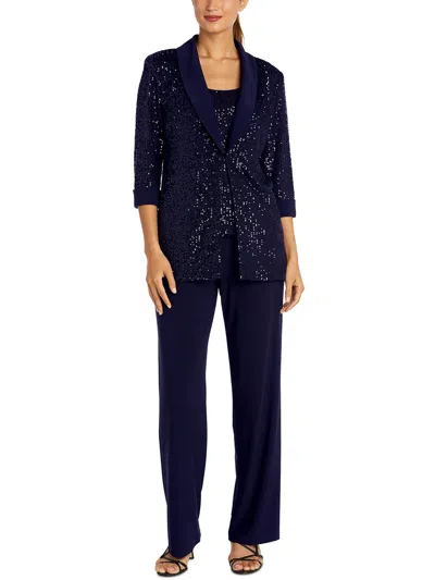 R & M Richards Womens 3pc Set Pant Outfit In Blue