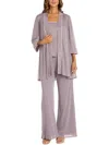 R & M Richards Women's 3-pc. Pleated Glittered Jacket, Tank Top & Pant Set In Multi